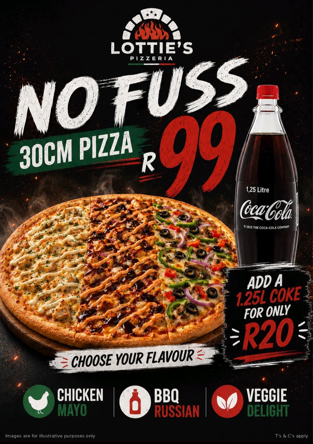 No Fuss 30cm Pizza special from Lottie's Pizzeria